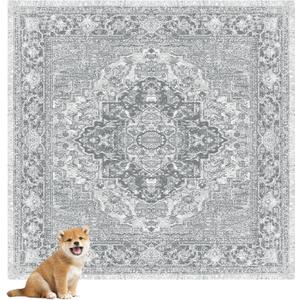 nunubaby Washable Pee Pads for Dogs, Stylish, Non-Slip and Leak-Proof Pee Pads. Reusable Potty Pads for Dogs for Crates and Floors.(Gray/Geo, 72" x72" ) (72x72 Inch (Pack of 1))