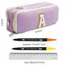 Pencil Case for Girls Women, Initial Pencil Pouch with Zipper, Cute Pencil Bag for School Supplies, Aesthetic Pen Case Box for Kids Teen Girls - C(Purple)