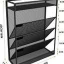 5 Tier Mesh Wall File Organizer,3 Pockets vertical Mount Hanging Organizer with Top/Bottom Tray | 2 Hooks | Wall Mount & Door Hanging for Office Home