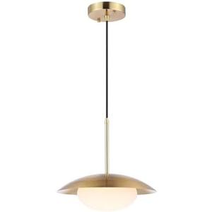 BAODEN Modern Pendant Light, Industrial Hanging Light, Brushed Brass Finish, Dome Shades, White Globe Glass Lampshade, for Kitchen Island, Living Room, Dining Room