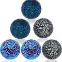 Kesywale 2.4 Inch Small Decorative Orbs Set of 6 Glass Mosaic Sphere Balls Centerpiece Glass Globe for Bowls, Vases and Dining Table Centerpieces Decor (A)