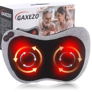 Massage Pillow, Neck and Back Massager with Heat, Shiatsu Massage Pillow for for Back, Shoulder, Leg, Foot, Gift for Men Women Mom Dad, Stress Relax at Home Office and Car (Light Gray)