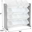 Humble Crew Toy Storage Organizer with 12 Removable Storage Bins for Kids Playroom, 4-Tier Toddler Toy Organization, Grey/White