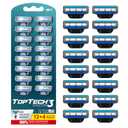 Razor 3 for Men - Replaceable Cartridges for Manual Shaving Razor - 3-Blade Technology Refills - Fits Gillette Mach3 - Soft Shave Sharp Blades - Cost-effective Refill (12 refills)