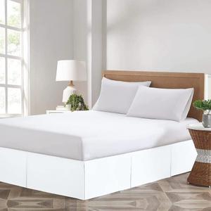Comfort Beddings Magic Bed Skirt Queen 12 Inch Drop Bed Skirt 100% Cotton Blend No Mattress Lifter Wrap Around Bed Skirt with Non Split Corners - White
