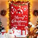 2 x Christmas Door Cover Decorations 35x71 Inch Merry Christmas Door Covers for Front Door Xmas Banner Decorative Ball Photo Booth Props Backdrop for New Year Holiday House Party Sign Supplies with 19.68 Ft Ribbon