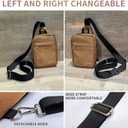 Mini Crossbody Sling Bag, Small Shoulder Backpack, Left & Right Reversible, Brown