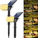 WENATY 102 LED Solar Spot Lights Outdoor Waterproof IP65, Adjustable Landscape Spotlights, [2 Pack/ 4 Modes] Auto On/ Off Solar Powered Flood Lights for Outside Yard Garden Wall Pathway (Cool White)