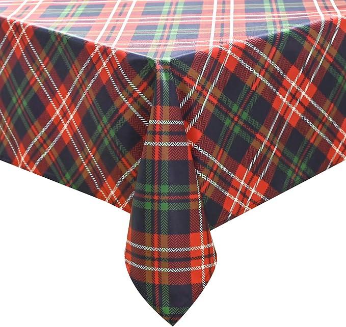 Horaldaily Christmas Tablecloth 60104 Inch Rectangular, Buffalo Plaid Red Washable Table Cover for Party Picnic Dinner Decor