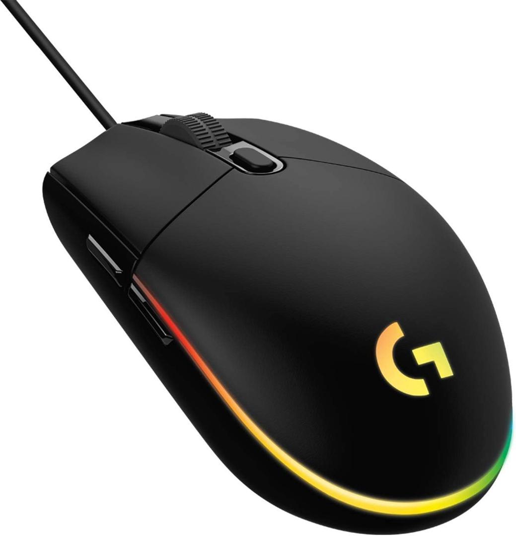 Logitech G203 LIGHTSYNC Wired Gaming Mouse, 8,000 DPI, Rainbow Optical Effect RGB, 6 Programmable Buttons, On-Board Memory, PC/Mac Computer, Laptop Compatible - Black  