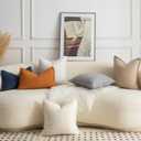 MANDIOO Pack of 2 Decorative Throw Pillow Covers Accent Solid Woven Textured Cushion Covers Pillow Cases Bedroom Living Room Sofa Home 16 x 16 lnch Cream White