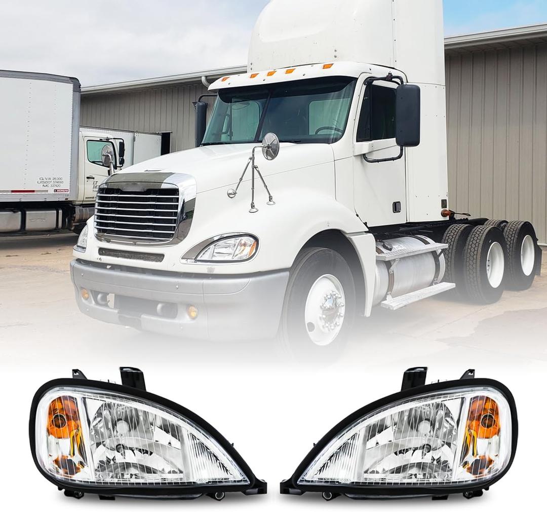Freightliner Headlights for Columbia 2004-2017,Replacement Headlamp DOT and SAE Approved (CRYSTAL, Pair)