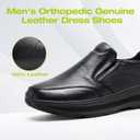 Men's Orthopedic Leather Dress Walking Shoes: Comfortable Orthotic Plantar Fasciitis Oxford Shoes with Arch Support, Flat Feet Casual Business Slip-On Loafers for Foot and Heel Pain Relief