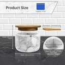 Salt and Pepper Bowl, Marble Salt Cellar and Spices Storage Container With Built-in Spoon and Acacia Wood Lid - 6.5oz Capacity (White)