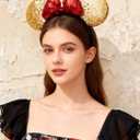 A Miaow 3D Bow Black Sequin Headband Colorful Glitter Butterfly Hair Clasp Park Supply Adults Women Photo Accessory Party Costume (Golden and Red) (Silver)