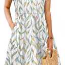 Summer Dresses for Women 2025 Elegant Classy Casual Plus Size Spring Midi Fashion Dress S-XXL (Colorful Leaf, XL)