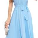 Bbonlinedress Women Halter Chiffon Wedding Cocktail Bridesmaid Summer Dress Formal Beach Prom Party Maxi Flowy Sun Dress (Blue, XL)