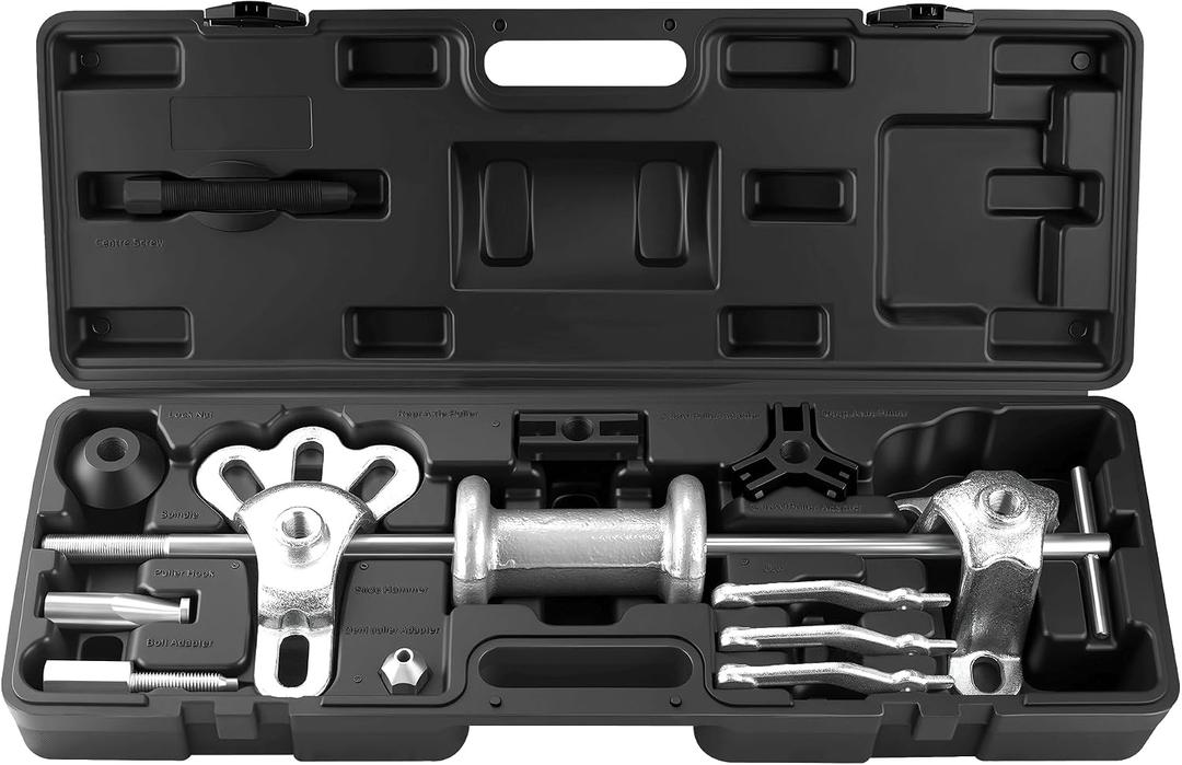 9-Way Slide Hammer Puller Set, Front Wheel Hub Bearing Remover & Rear Wheel Axle Hub Dent Shaft Puller Tool Kit Wheel Bearing Removal Tool(Black)