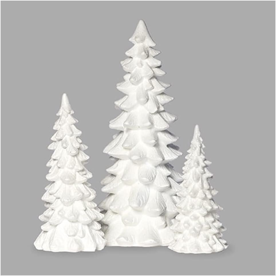 Roman Set of 1b White Glittered Christmas Tree Figurines Elegant Holiday Tabletop Decorations with Sparkle Finish Winter Wonderland Mantel or Centerpiece Dcor