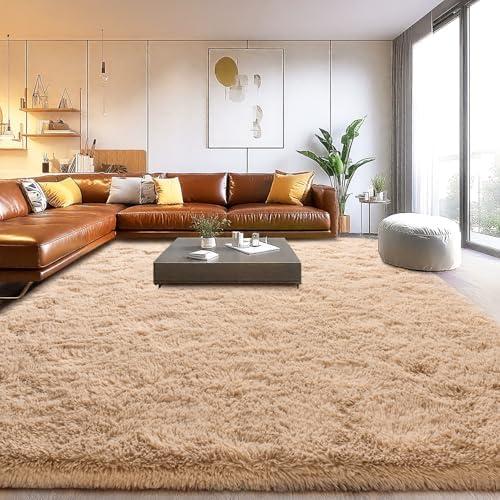 Area Rugs for Living Room, Soft Shaggy Carpets for Living Room, Fuzzy Rugs for Kids' Room, Perfect Decor for Modern Home Camel 4x6 Feet
