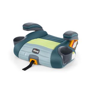 Chicco GoFit ClearTex Plus Backless Booster Car Seat, Latch Attachment, Quick-Release Latch Removal, Portable Car Booster Seat for Children at Least 4 Years Old and 40-110 lbs, Tropic/Green, MFD 04/2026