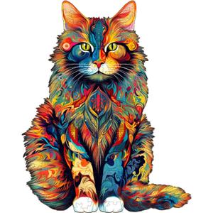 Jigfoxy Wooden Puzzles for Adults, Cat Wood Puzzle for Adult, Unique Animal Shape Puzzles, Challenging Jigsaw Puzzle, Christmas Thanksgiving Gifts for Friends Family(L-16.5 * 13.2in-300Pcs)