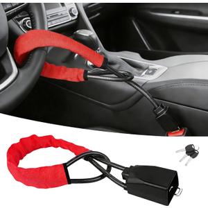 Car Steering Wheel Lock, Reliable Club Steering Wheel Lock Anti-Theft Device with 3 Keys, Max 17 Inch Length, Fits Most Vehicles, Trucks, SUVs, Vans, Golf Car Security Device - Red