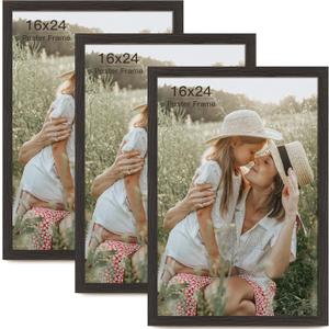 16x24 Frame Set of 3, Black Wood Grain 16x24 Poster Frame for Gallery Wall Mounting (3 Pack,Black)