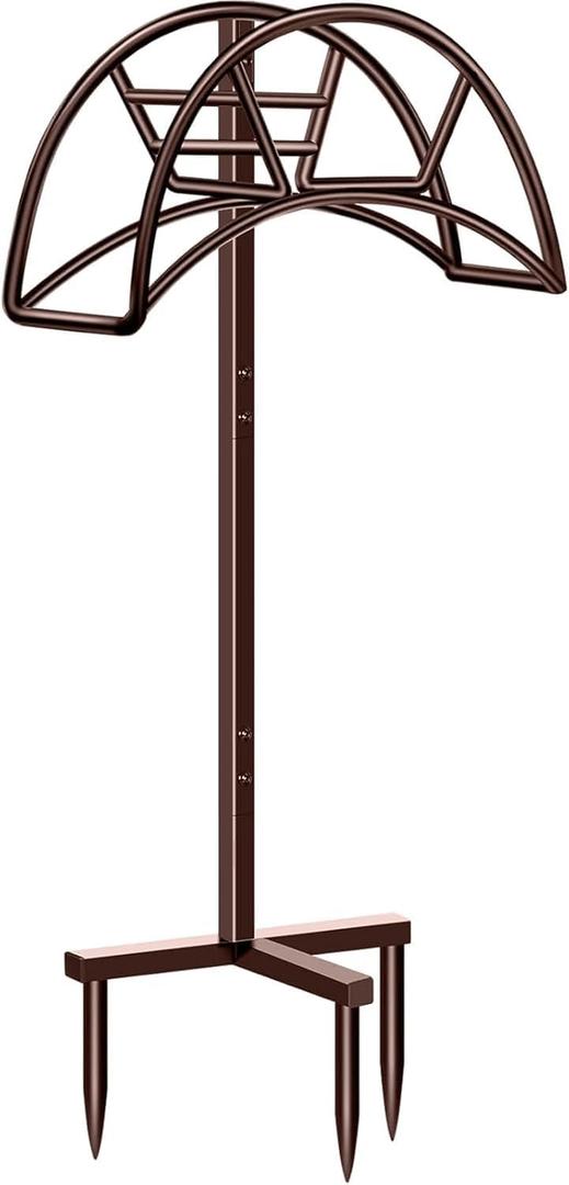TomCare Garden Hose Holder Detachable Metal Water Hose Holder Hose Hanger Heavy Duty Free Standing Hose Storage Stand for Outside, Brown