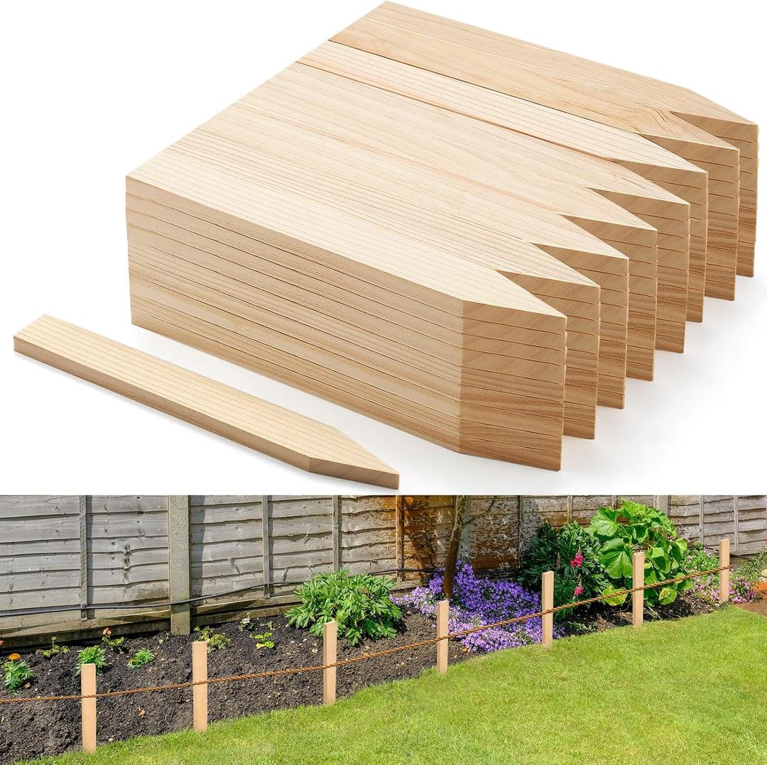 Colingmill 48 Pieces Wooden Garden Stakes 12 Inch Grade and Survey Stakes Wooden Garden and Sign Posts for Plant Support Silt Fence Yard Farm Survey Boundaries Baselines