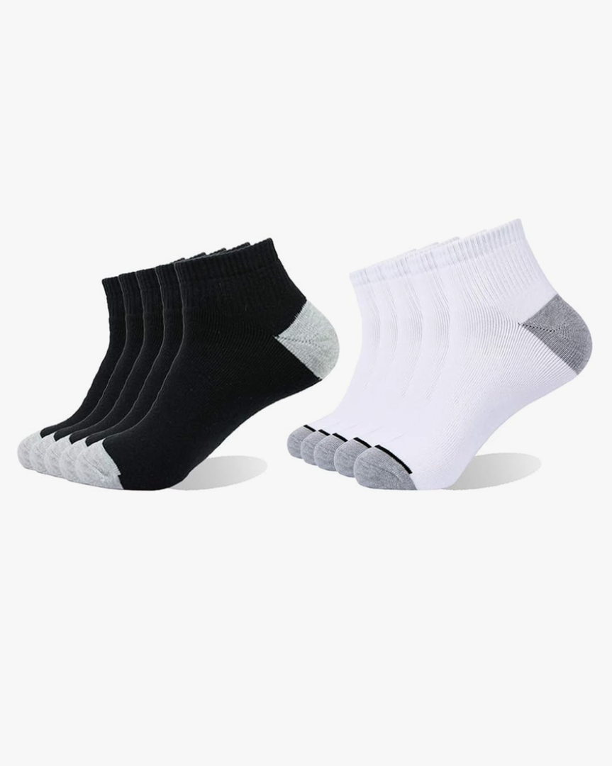 EnerWear 10P Pack Unisex Cotton Moisture Wicking Cushion Ankle Socks, Color: Mix Color 02