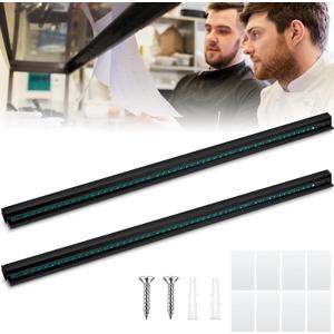 Irenare 2 Pcs Ticket Holder for Restaurants 36/48/60" Ticket Check Rack Order Holder Rail Display Slide Rack for Commercial Kitchens Cafes Pubs Bars Display Paintings Posters Charts (48 Inch,Black)