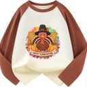 Thanksgiving Shirts for Kids Boys Girls Toddler Funny Turkey Pumpkin Graphic T-Shirt Clothes Tops Tee 2T-8Y
