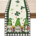 XCHI Plaid Gnomes Shamrocks Clovers Golds St. Patrick's Day Table Runner Table Decoration for Party Home Kitchen Dining Holiday Decor 13x48 Inch 2 Pack