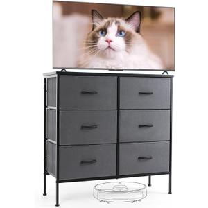 Sweetcrispy Dresser for Bedroom with 6 Storage Drawers, Fabric Storage Tower Organizer, Chest of Drawers with Metal Frame Wooden Top for Closet, Living Room, Entryway, Grey Sweetcrispy Dresser for Bedroom with 6 Storage Drawers, Fabric Storage Tower Organizer, Chest of Drawers with Metal Frame Wooden Top for Closet, Living Room, Entryway, Grey