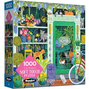 RoseArt - Soft Touch - Cat Flowers - 1000 Piece Jigsaw Puzzle for Adults