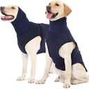 ROZKITCH Dog Calming Vest with Hoodie, Anxiety Relief Jacket for Dogs, Breathable Pet Coat for Storms, Fireworks, and Separation, Navy Blue (2XL(Back:21.6";Chest:25.6"-30.7"))