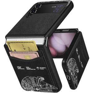 Shorogyt for Samsung Galaxy Z Flip 4 Wallet Case with Card Holder - Designer Space Pattern Kickstand Clasp Back Flip Folio Leather Phone Cases for Z Flip 4 for Women Men Girls