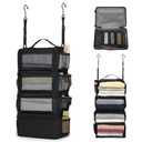 Stow-N-Go Travel Luggage Organizer – Portable Hanging Travel Shelves, Carry-On Closet Organizer, Hanging Packing Cubes, Collapsible Carry-On and Luggage Organizer. Bundle: Black  -Xl