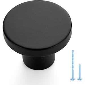 Ravinte 15 Pack Cabinet Knobs Black Kitchen Cabinet Knobs Round Dresser Drawer Knobs Matte Black Drawer Pulls Closet Door Knobs 1-1/5 Inch
