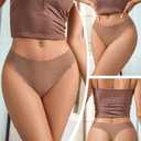 SHARICCA Womens Seamless Thongs No Show Underwear Soft Ribbed Invisible Panties Wave Edge Multi Pack