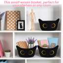 3 Pack Small Black Cat Storage Baskets for Organizing,Woven Decorative Gift Basket, Nursery Shelves Rope Cotton Storage Bins for Gifts Empty, Mini Burr Baby Shower with Handles,7 IN
