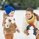 REDESS Baby Kids Winter Warm Hats, Infant Toddler Children Pom Pom Beanie Knit Cap Girls Boys (0-3T, Pink+light Gray+white)