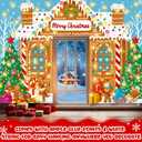 3 Pcs 157 Inch Christmas Gingerbread House Door Covers Decorations for Classroom Large Gingerbread Door Banner with String Light Xmas Candy Porch Sign for Holiday Party Home Decor