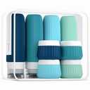 Travel Bottles for Toiletries 8 Pack, Tsa Approved Travel Size Toiletries 3 oz, Containers for Toiletries, with Clear Bag, Leak Proof Silicone Squeezable Essentials Creams Jars (Bottle 3oz Jars 1oz, Blue)