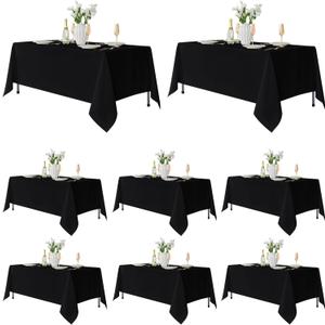 Fitable 8 Pack Table Cloth Rectangle Table: Stain and Wrinkle Resistant Tablecloth Rectangular, Washable Polyester Tablecloths for Wedding Party Dining Banquet Event Catering(Black, 70x120 Inch)