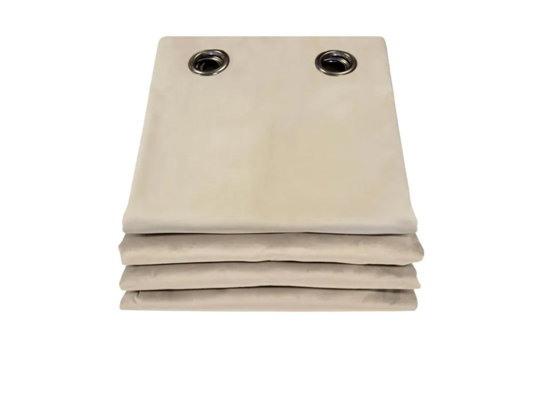 Moondream DecibelControl™ 3-in-1 Soundproof Curtain | Noise Reduction | Thermal Insulation | 100% Blackout | Patented Technology | Velvet | Grommet | 52" W x 84" L | Beige - Darjeeling MC15