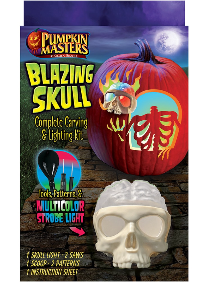 Pumpkin Masters Blazing Skull Complete Carving & Lighting Kit