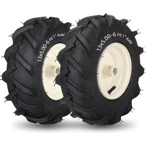 GICOOL 13x5.00-6" Tiller Tire and Wheel, 1" Axle Size, 3-1/8" Centered Hub, 13x5-6 Super Lug Tractor & Trencher Tire Replacement