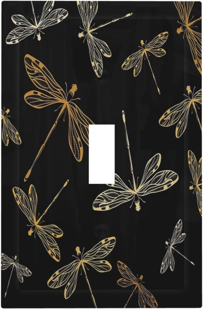 Romantic Dragonfly Garden Farmhouse Style 1 Gang Light Switch Cover Decorative Single Toggle Wall Plate Electrical Switchplate Home Decor for Living Room Bedroom Decorate